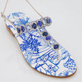 Sandalo infradito con cristalli blu