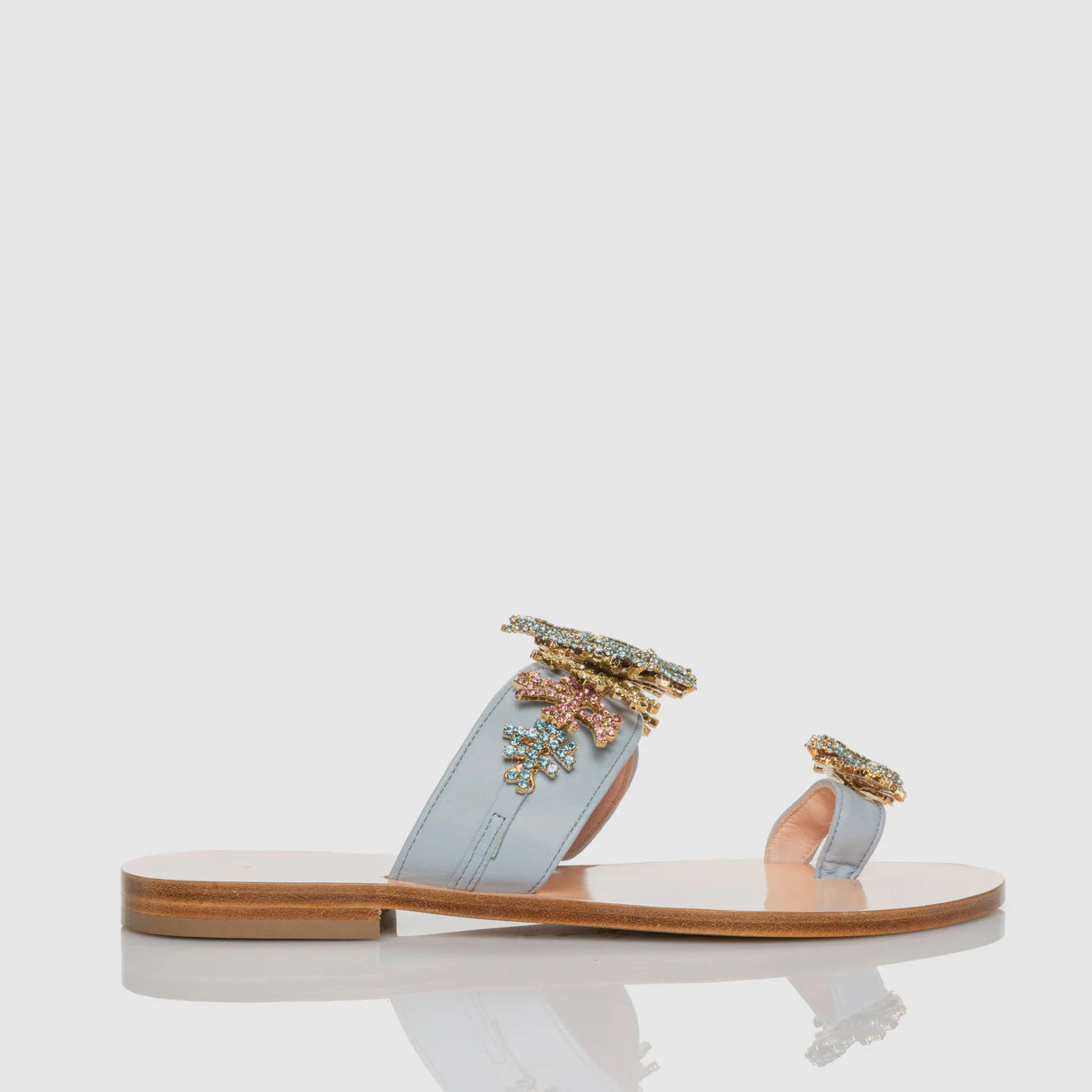 Sandalo monodito Crystal Sea con tomaia impreziosita da cristalli