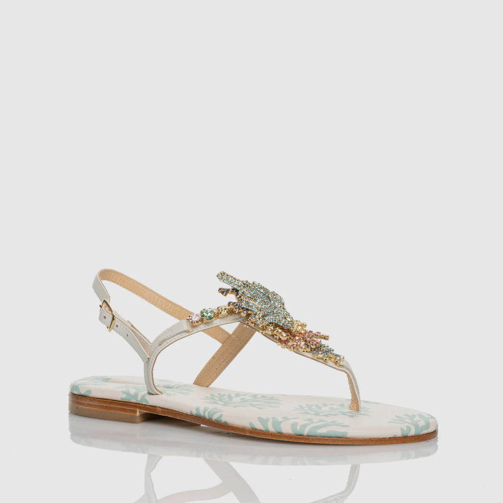 Sandalo infradito Crystal Sea con tomaia impreziosita da microcristalli multicolore