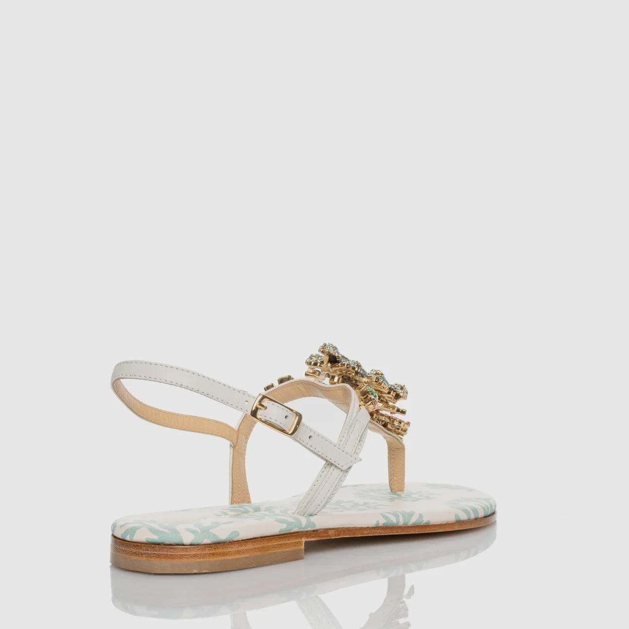 Sandalo infradito Crystal Sea con tomaia impreziosita da microcristalli multicolore